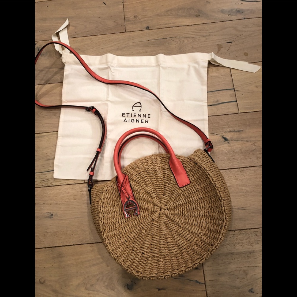 Etienne Aigner Woven Crossbody Bag with Coral Accents